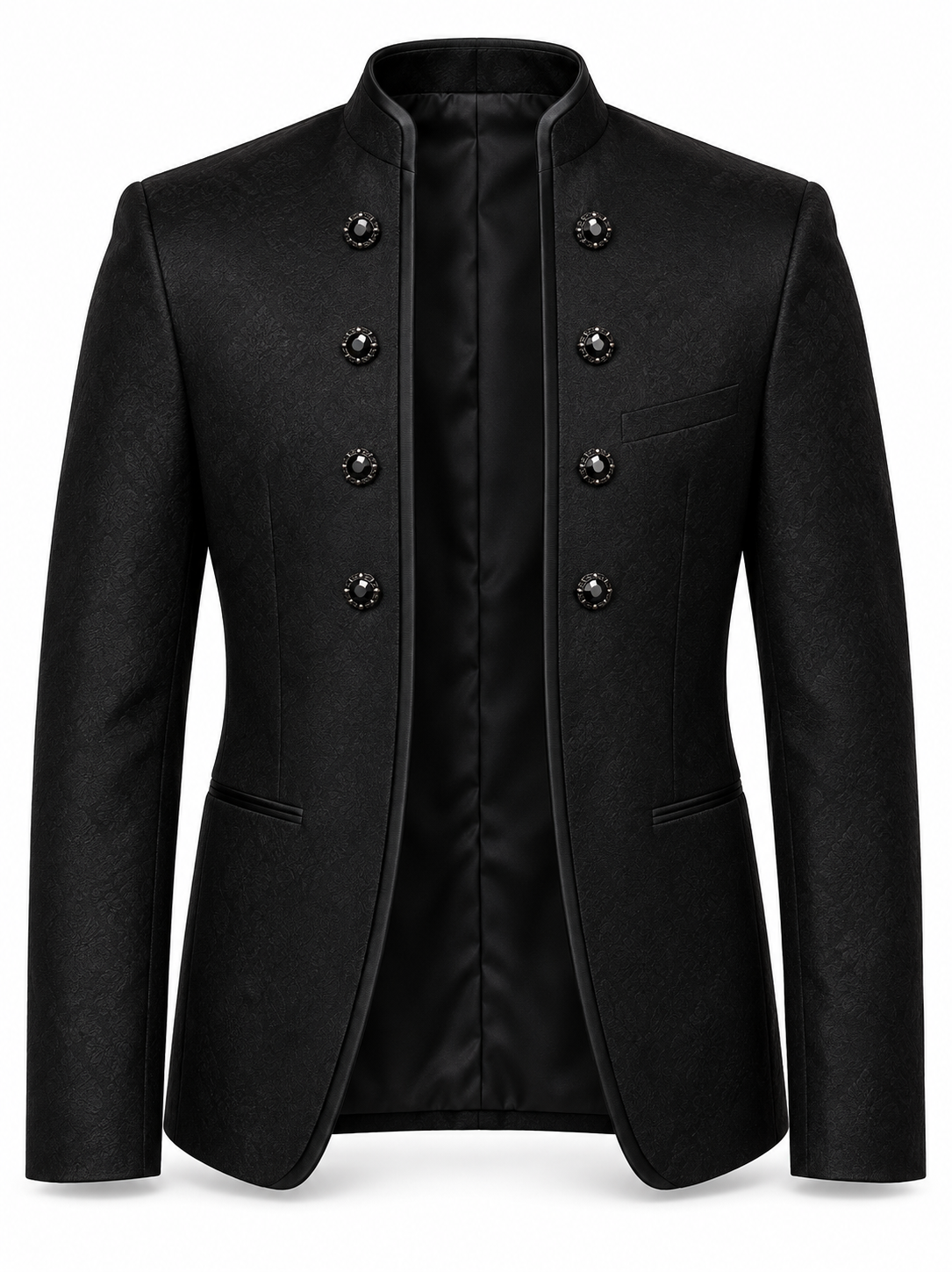 Midnight Orchestra Black Jacquard Three-Piece Tuxedo
