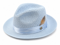 Powder Blue Straw Fedora Hat