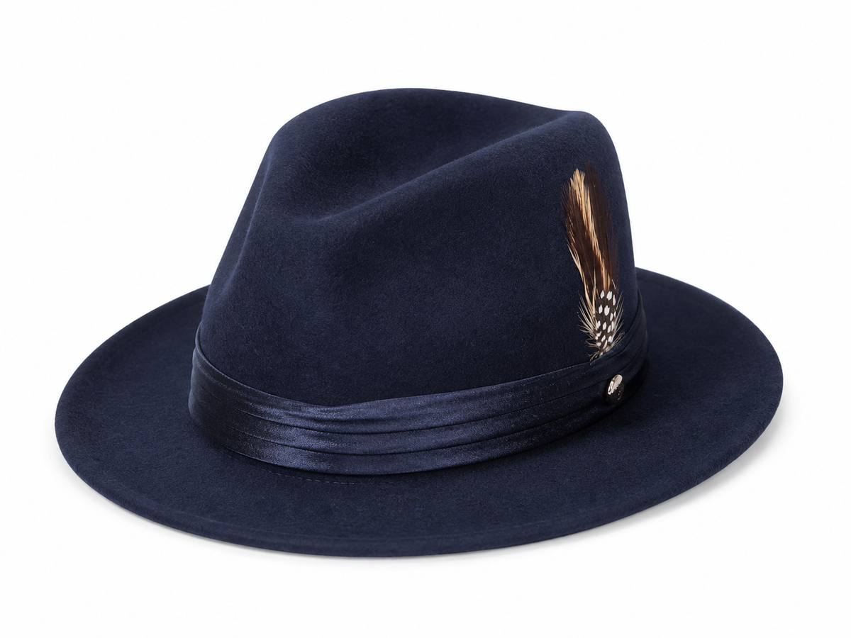 Navy Feather Fedora