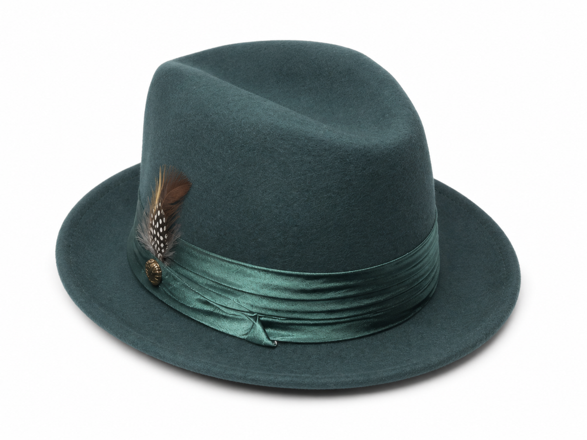 Hunter Green Feather Fedora