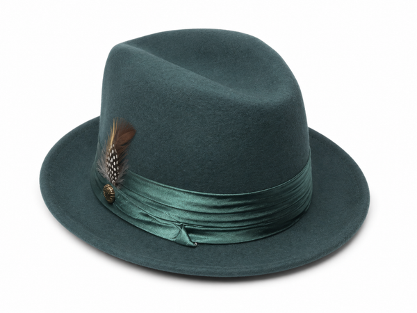 Hunter Green Feather Fedora