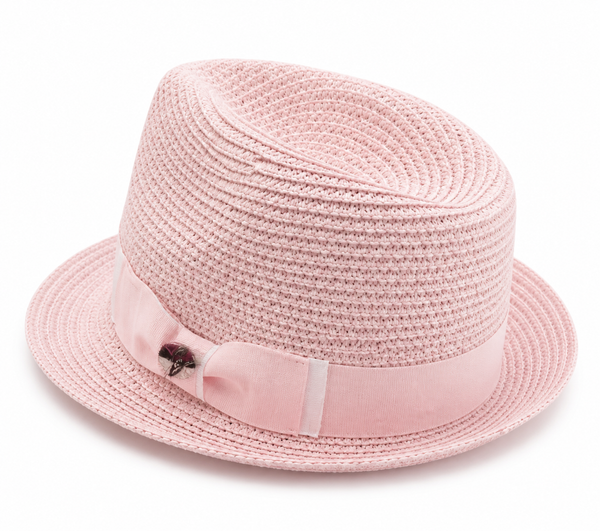 Blush Pink Straw Fedora