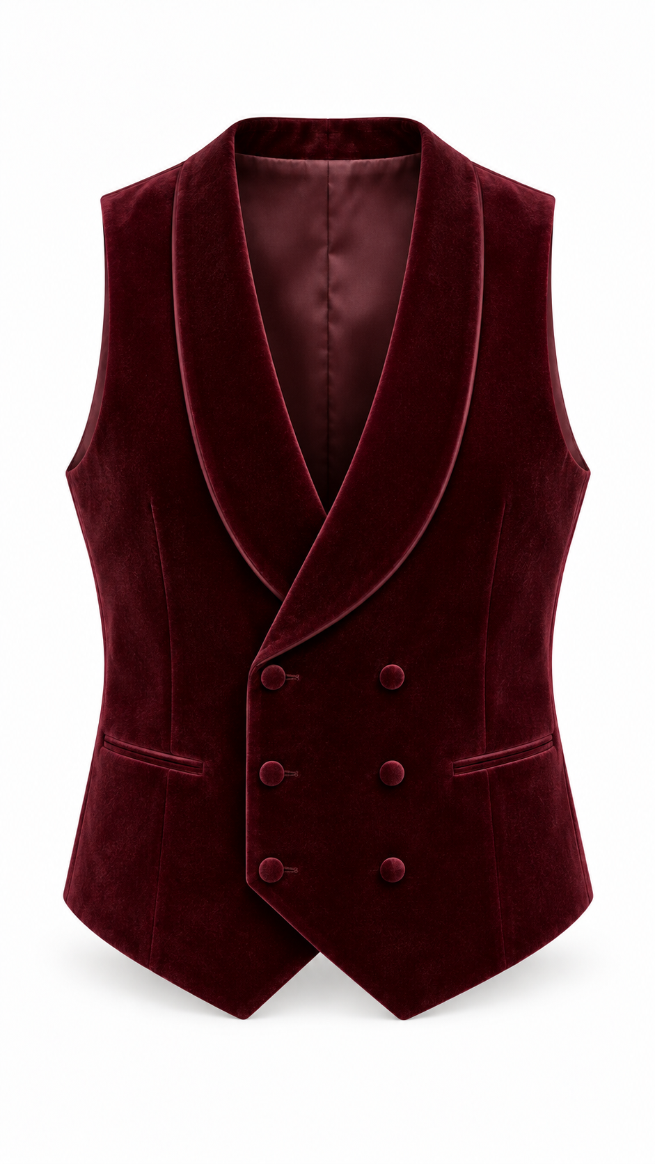 Ivory & Burgundy Velvet Three-Piece Tuxedo