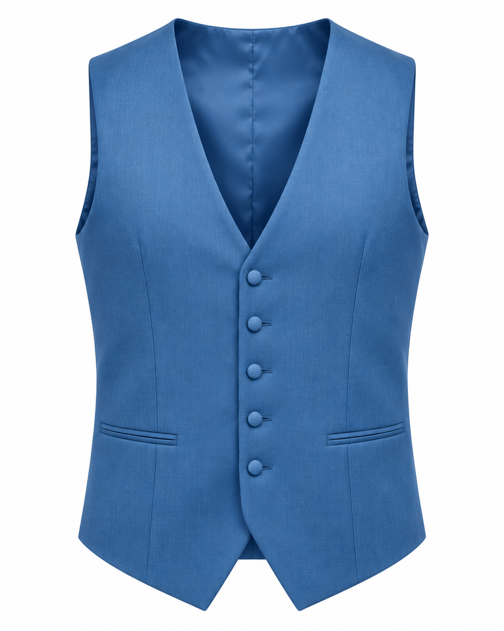 Royal Blue Satin-Lapel Three-Piece Suit