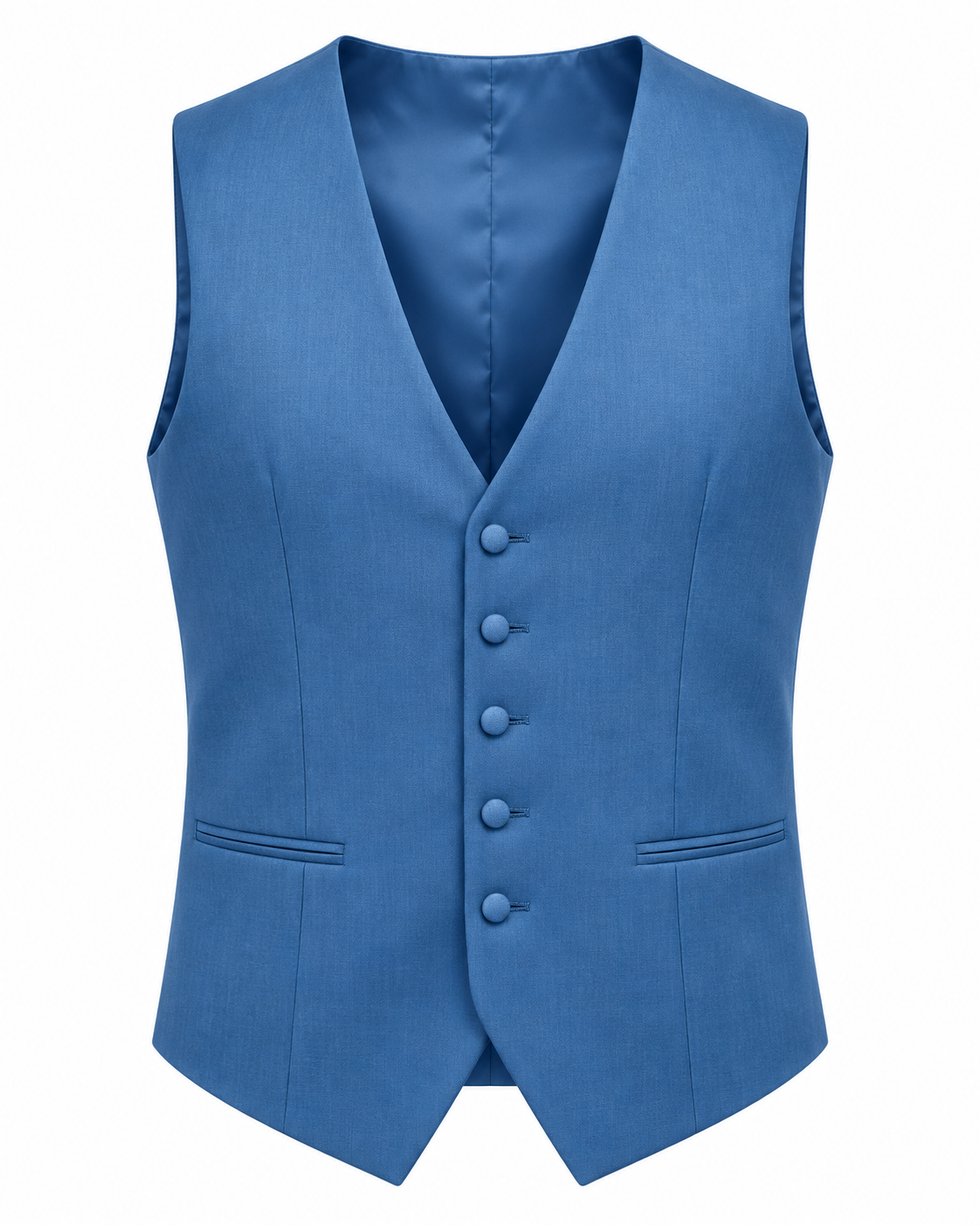 Royal Blue Satin-Lapel Three-Piece Suit