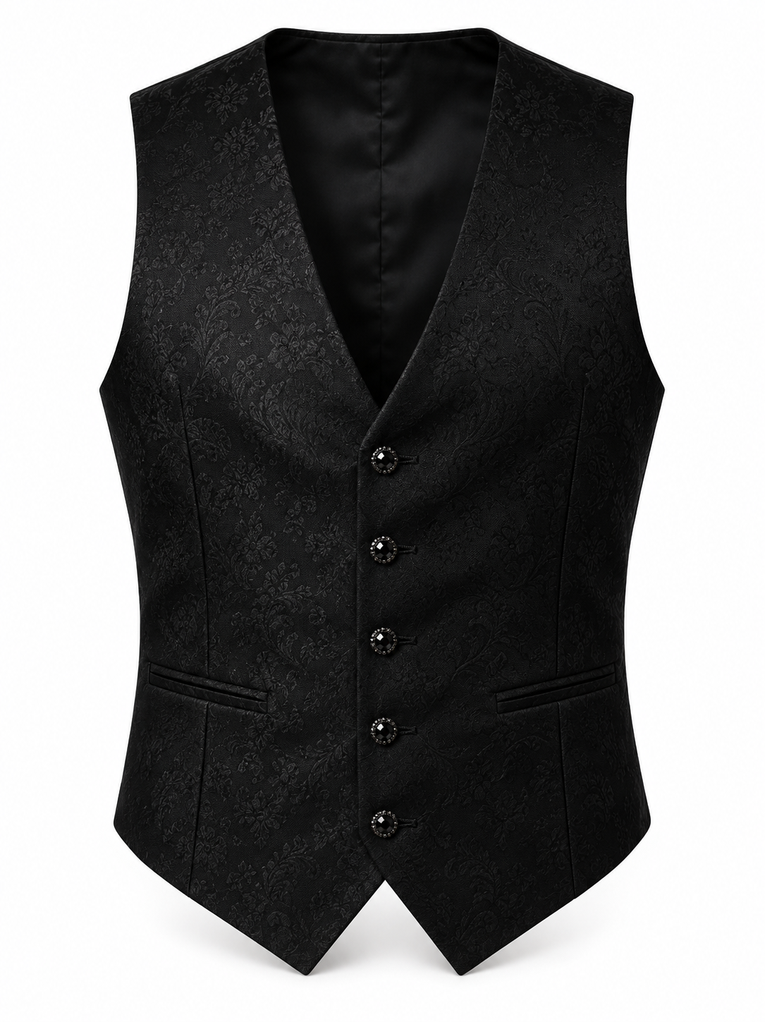 Midnight Orchestra Black Jacquard Three-Piece Tuxedo