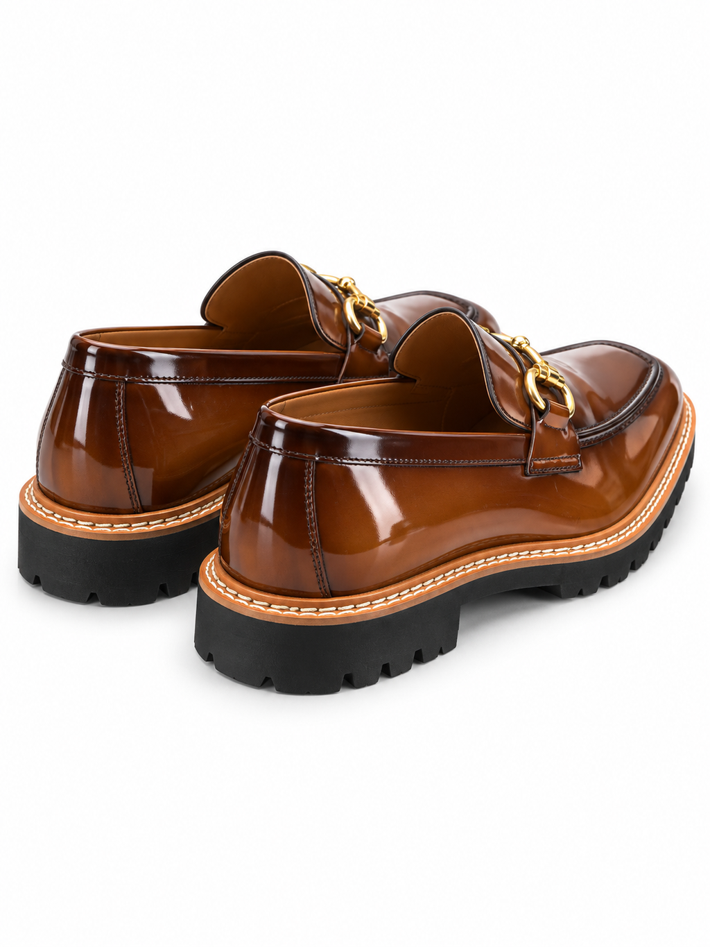 Stacy Adams Cognac Ombre Patent Bit Lug Loafer