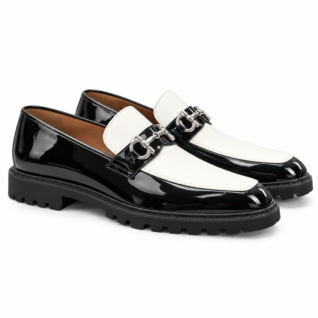 Stacy Adams Carabello 25804 Black & White Horsebit Loafer
