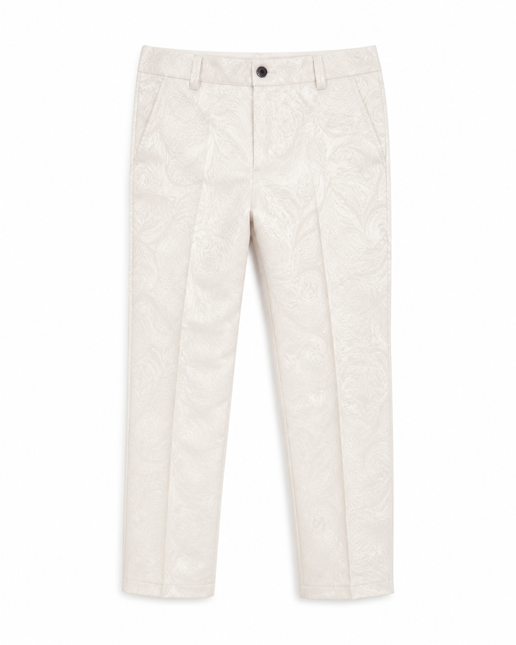 Boy's Ivory & Burgundy Jacquard Three-Piece Tuxedo
