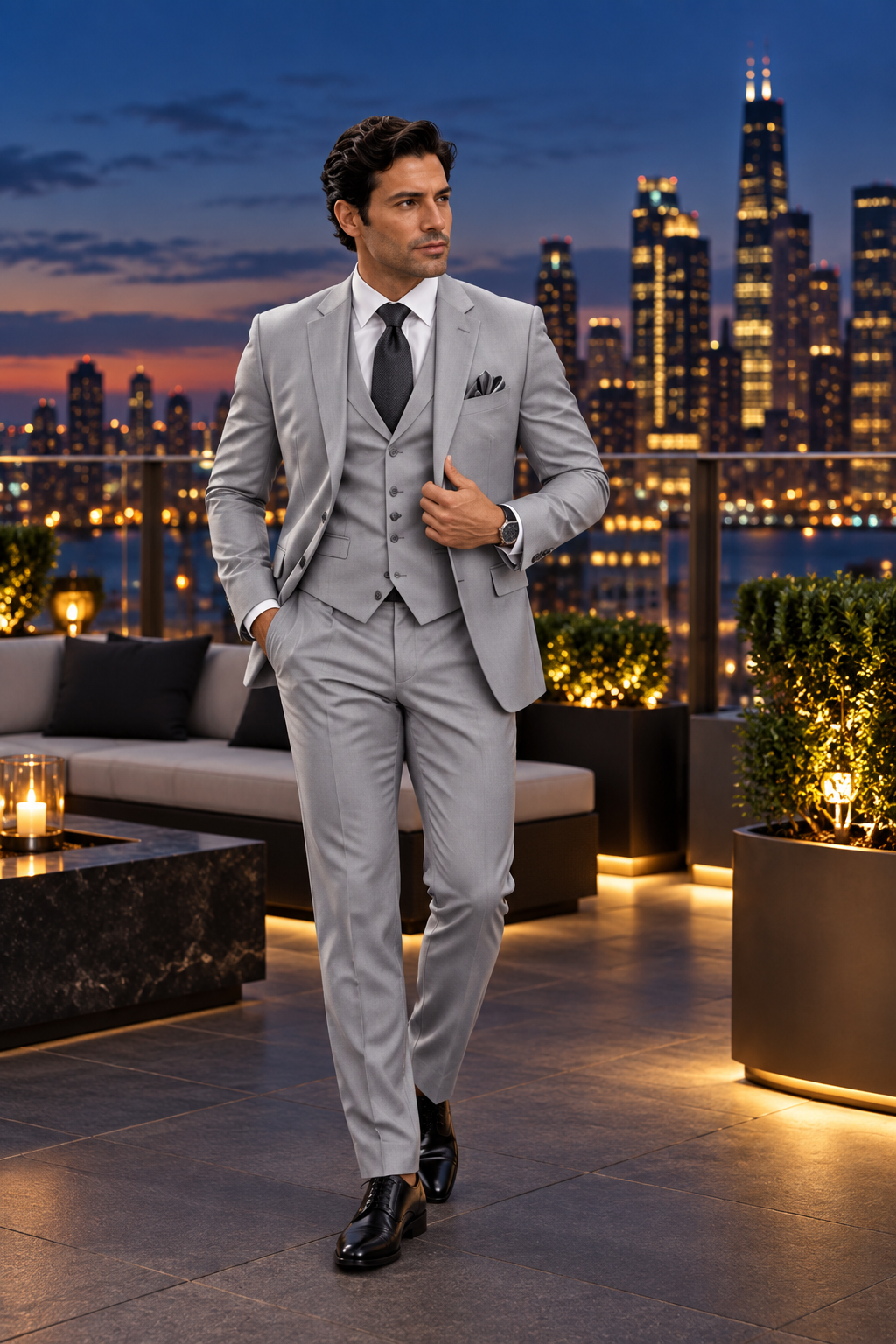 Metropolitan Silver Three-Piece Suit