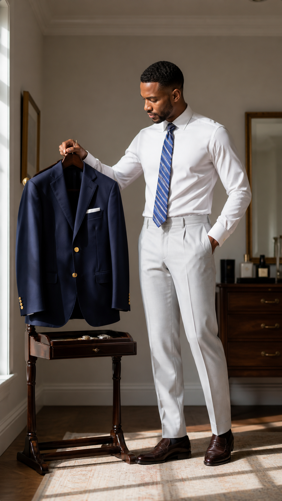 Classic Navy Gold-Button Blazer