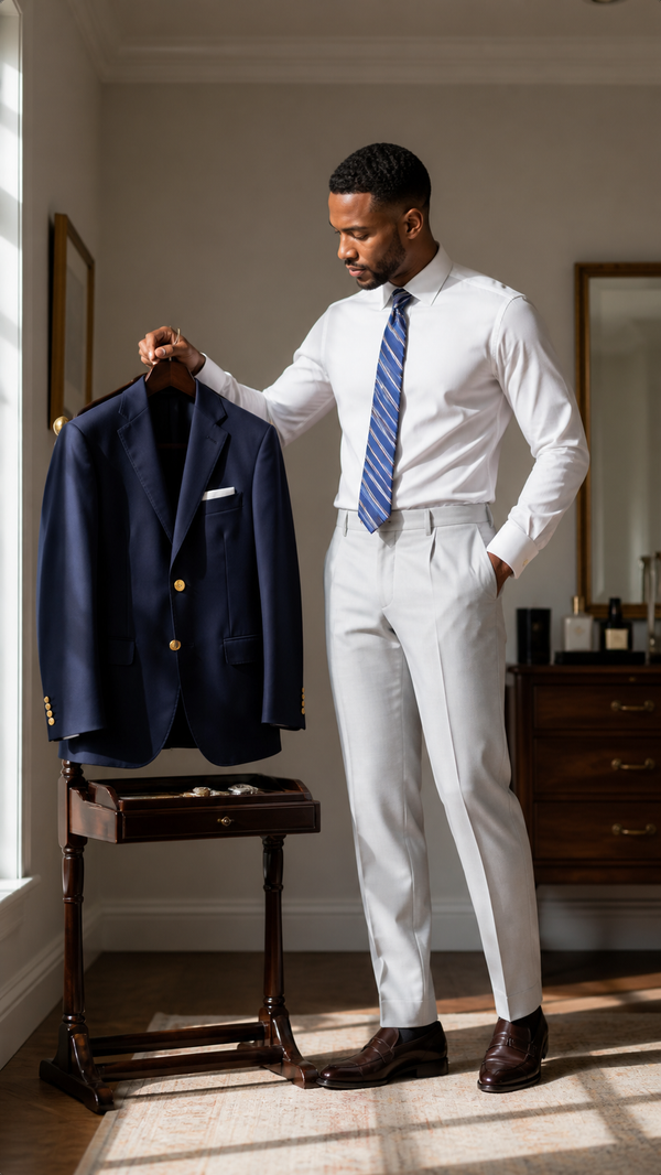 Classic Navy Gold-Button Blazer