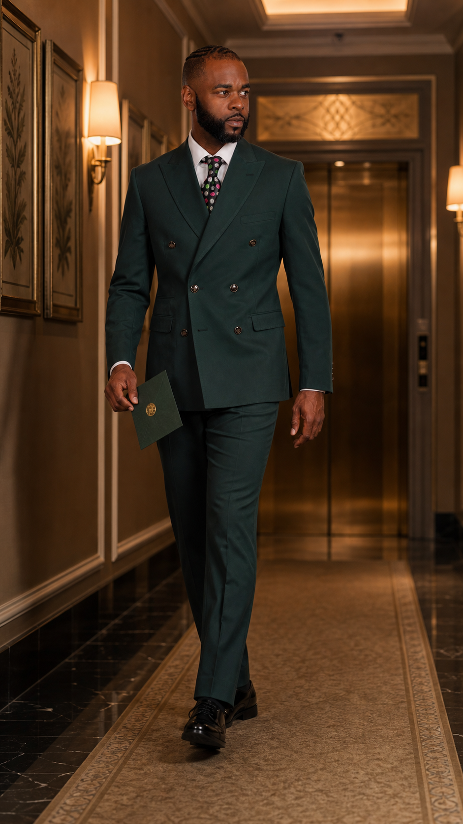Hunter Green Double-Breasted Suit