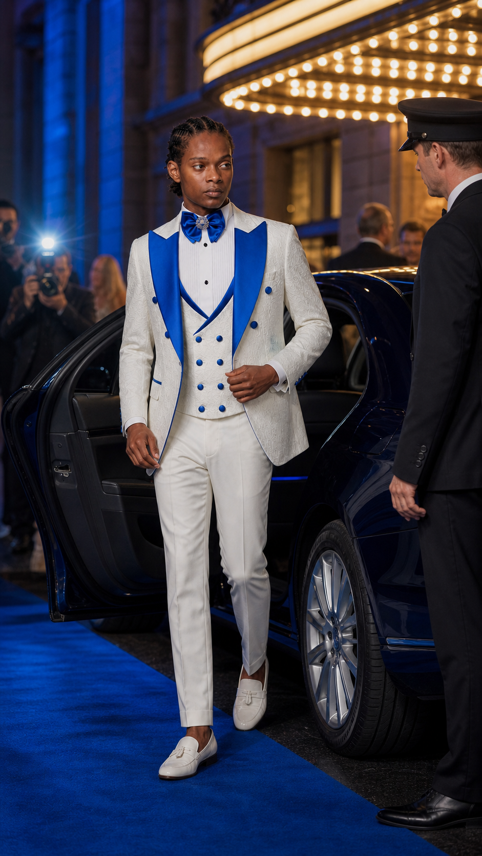 Royal White & Blue Formal Tuxedo
