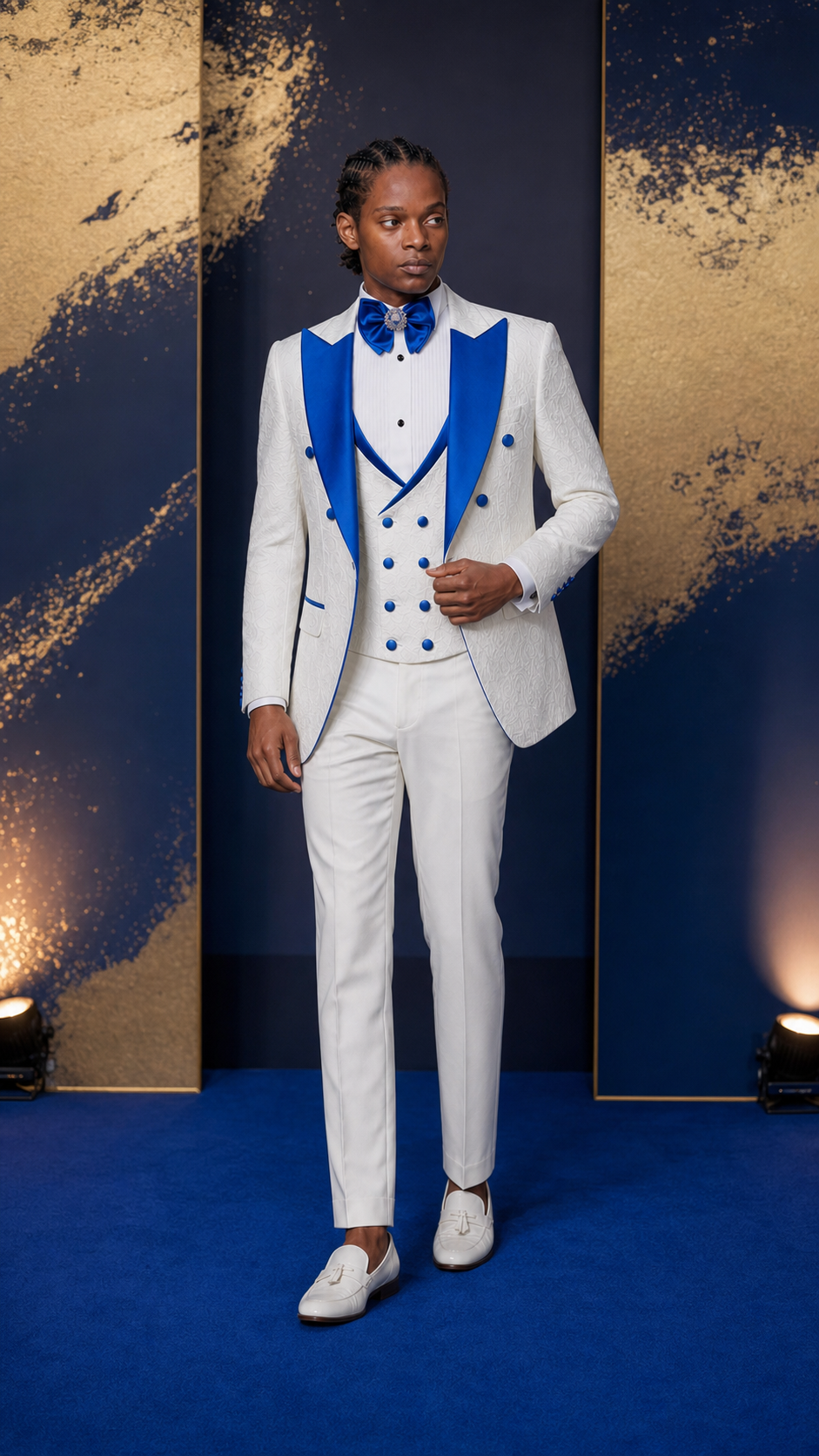 Royal White & Blue Formal Tuxedo