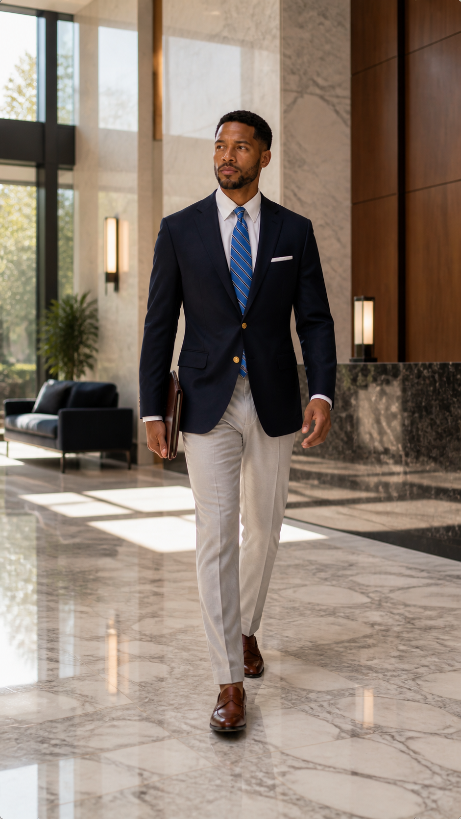 Classic Navy Gold-Button Blazer