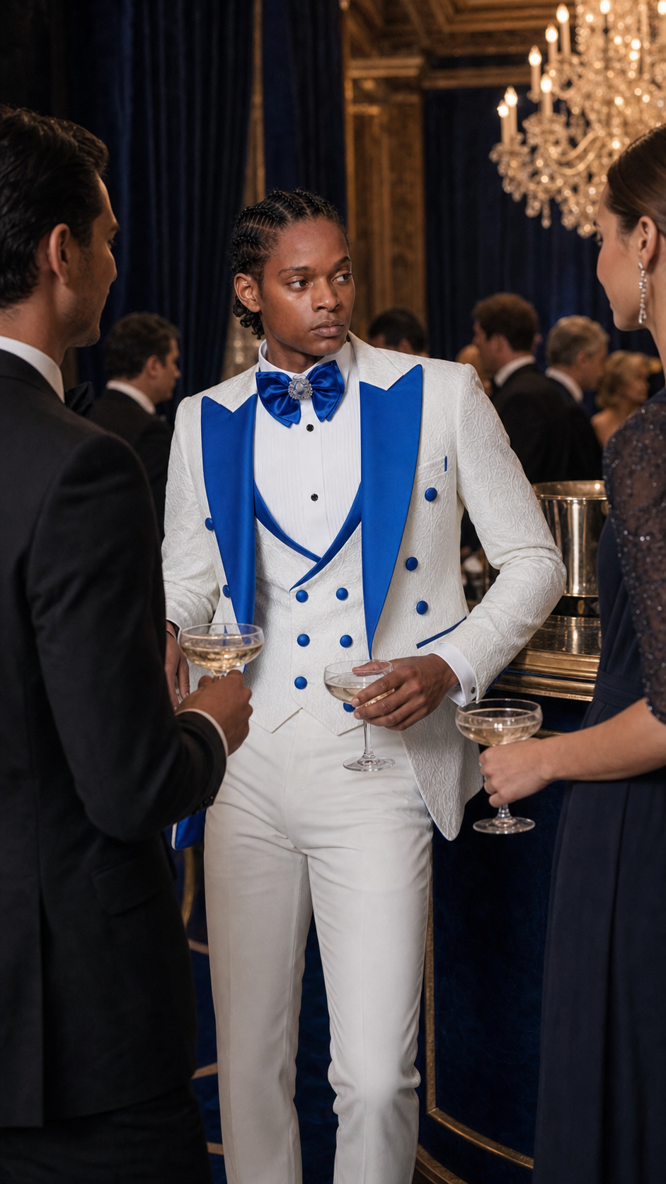 Royal White & Blue Formal Tuxedo