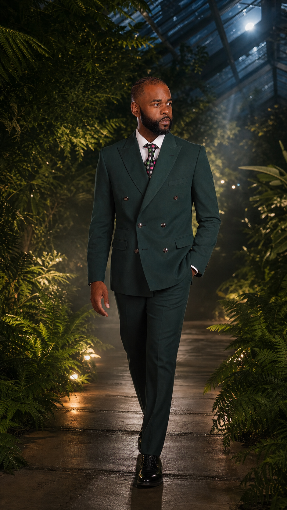 Hunter Green Double-Breasted Suit