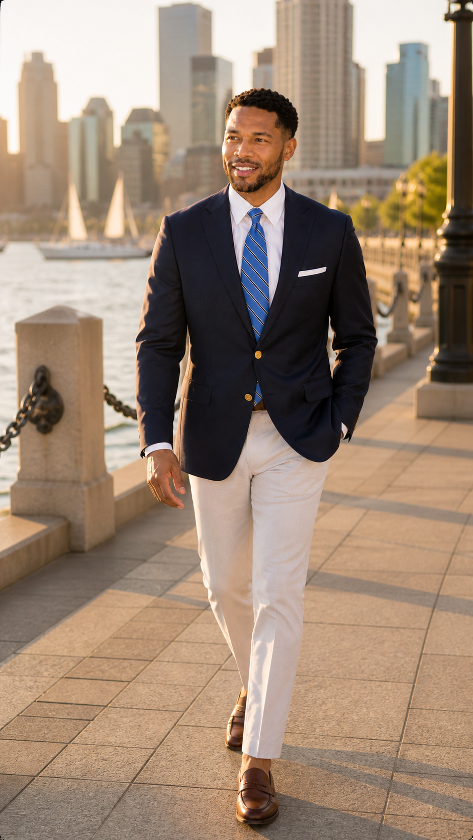 Classic Navy Gold-Button Blazer