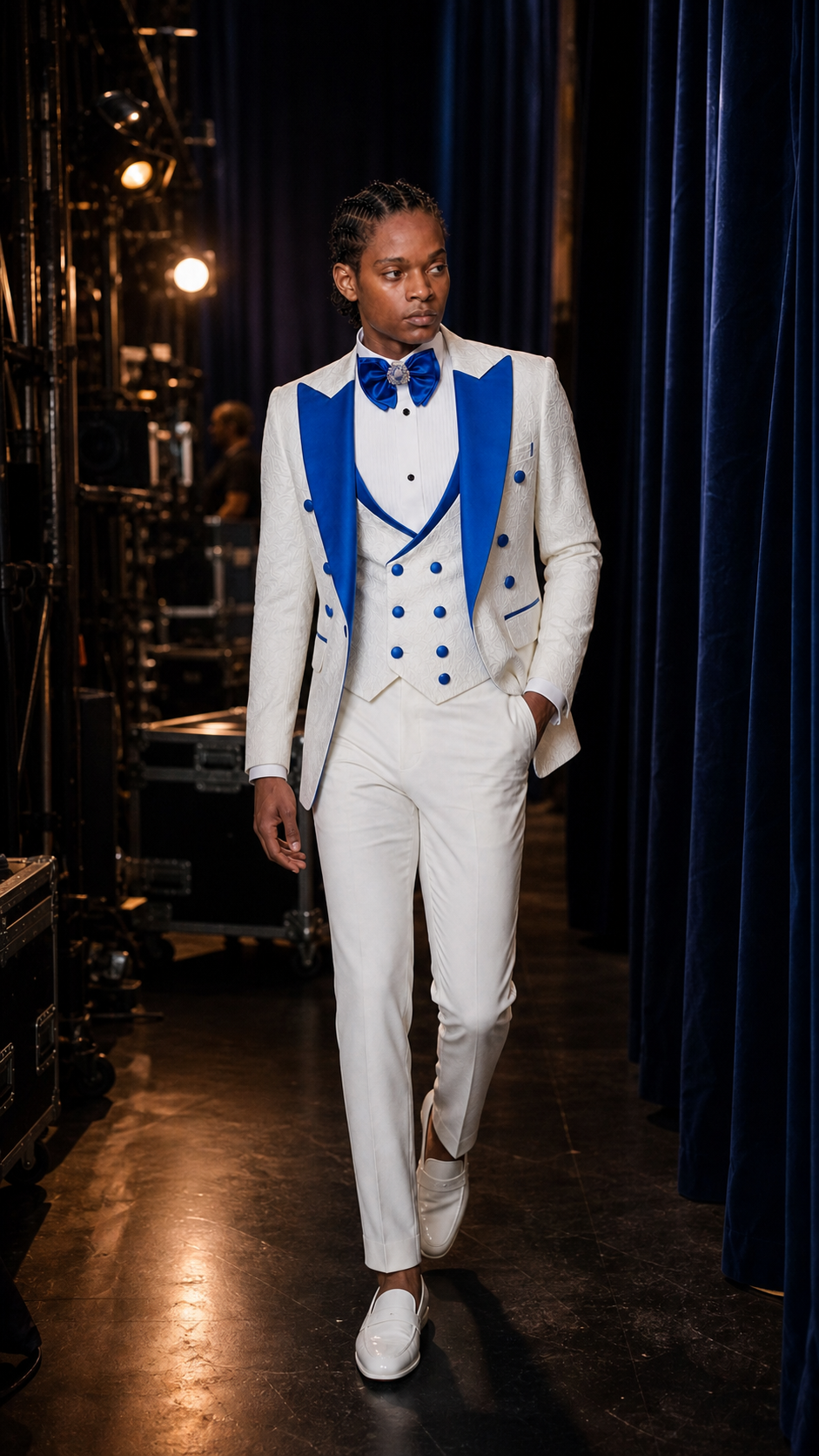 Royal White & Blue Formal Tuxedo