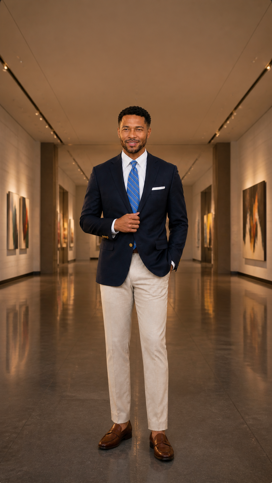 Classic Navy Gold-Button Blazer
