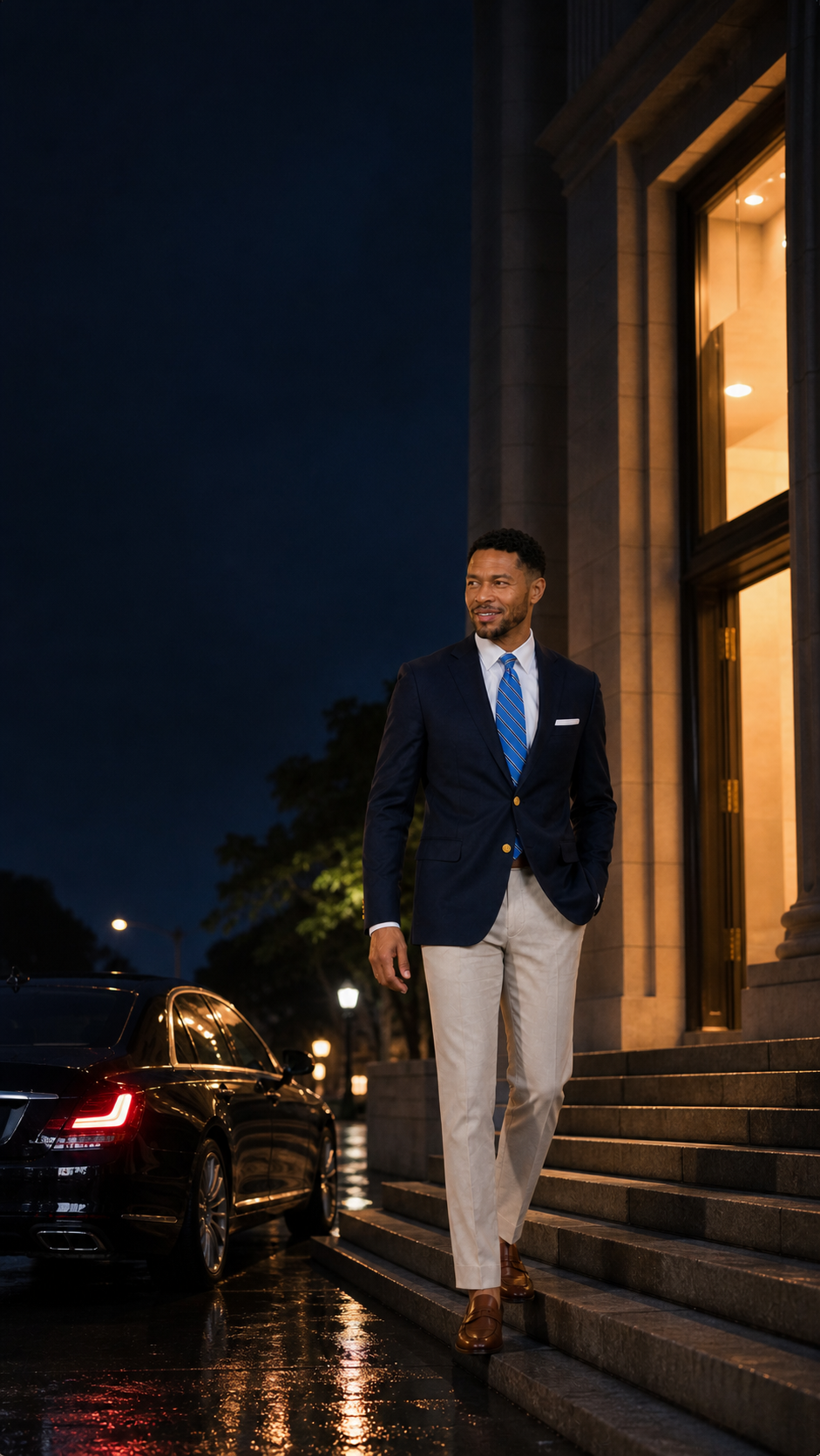 Classic Navy Gold-Button Blazer