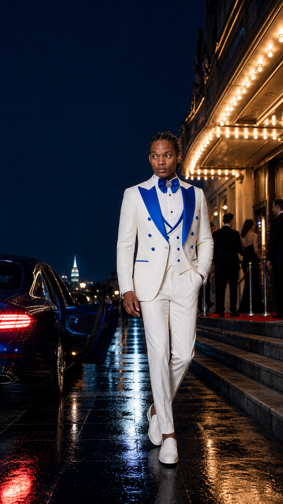 Royal White & Blue Formal Tuxedo