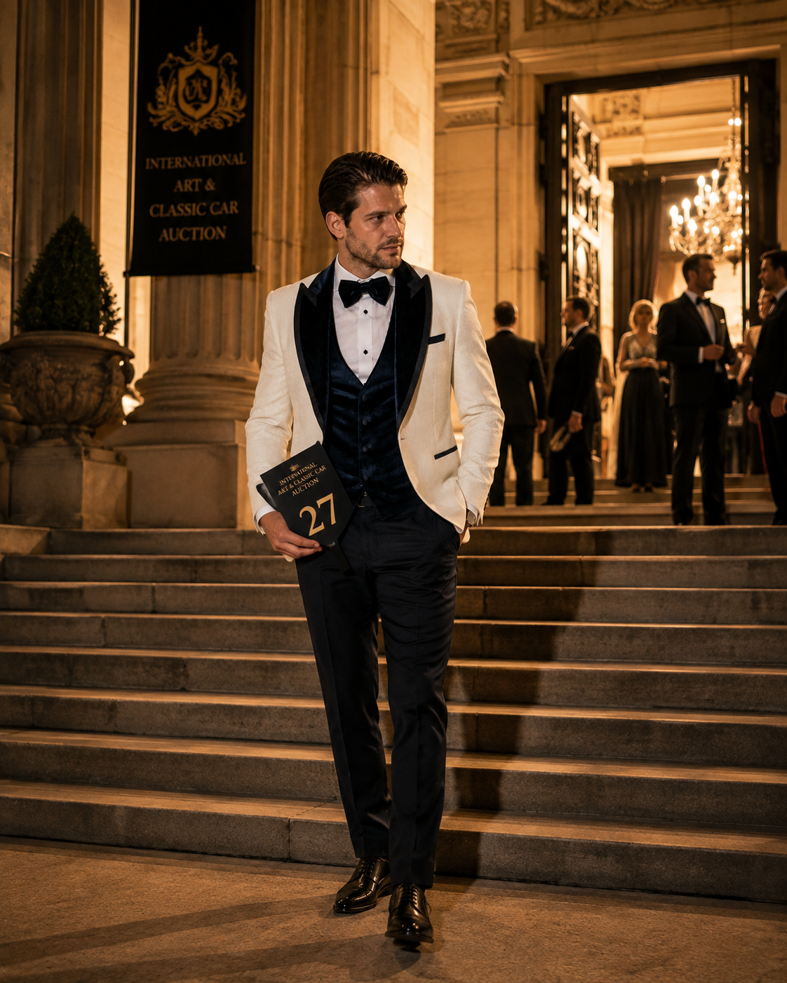 Midnight Gala Ivory & Black Jacquard Tuxedo