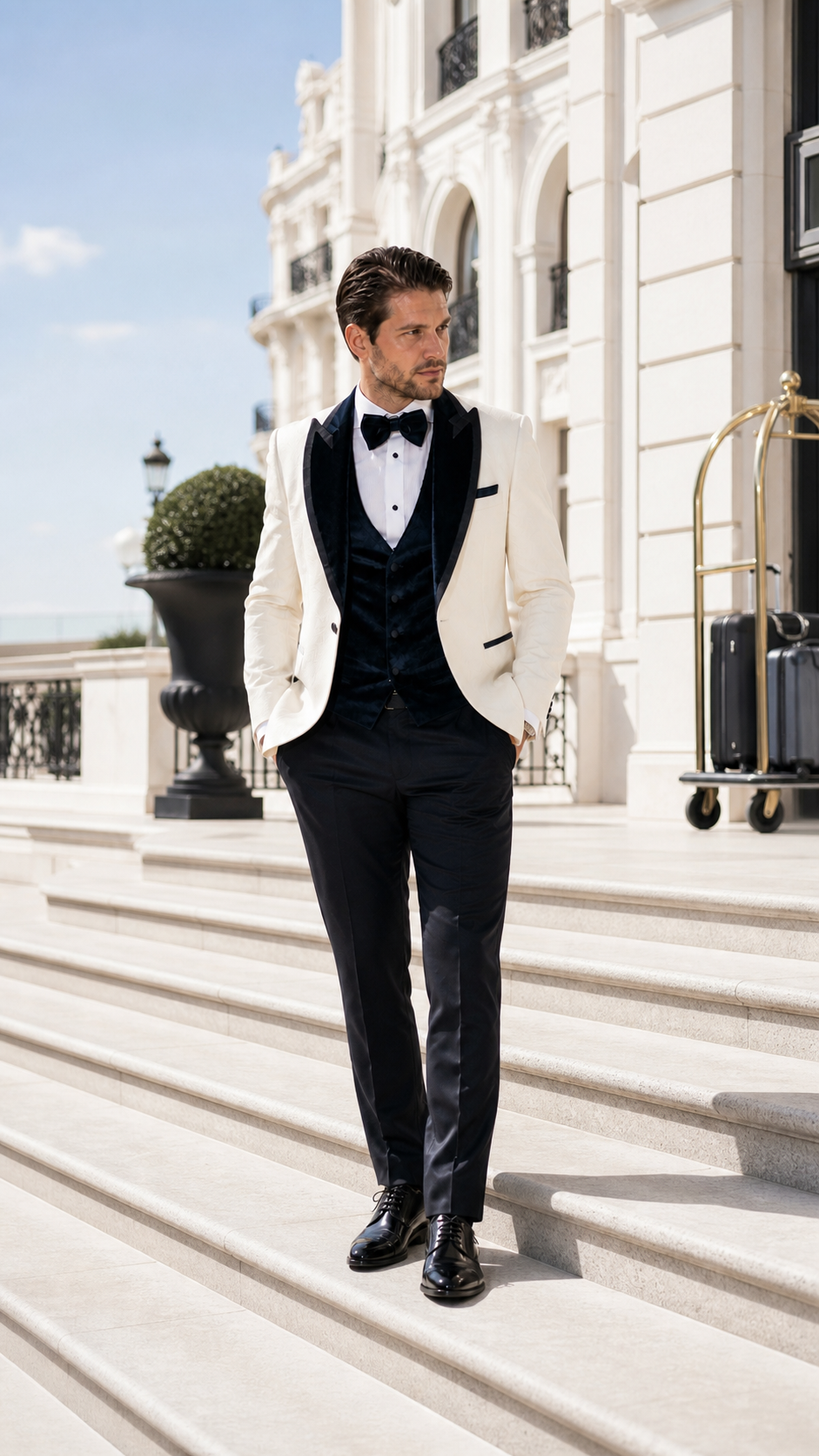 Midnight Gala Ivory & Black Jacquard Tuxedo