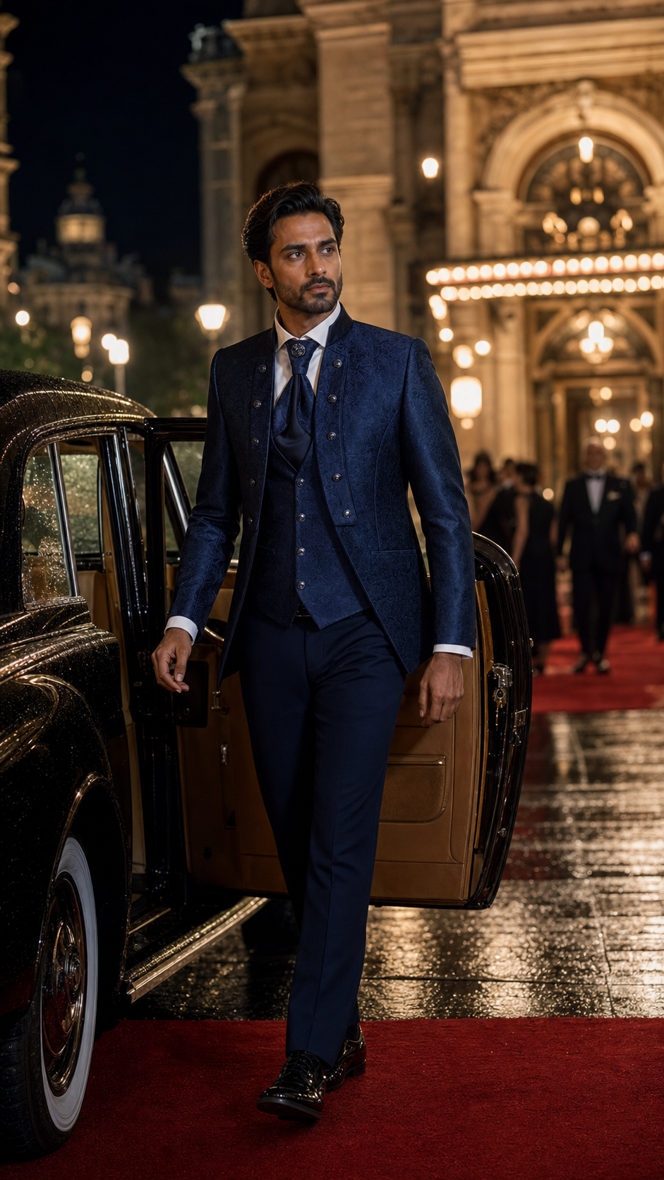 Midnight Concerto Navy Jacquard Formal Suit