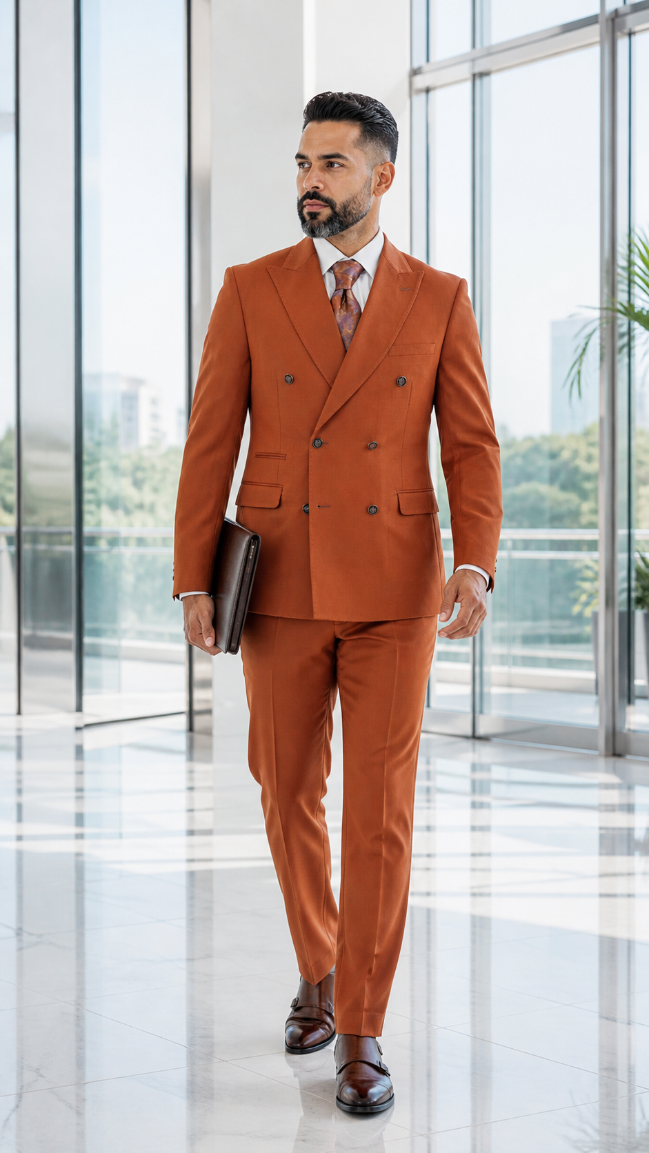 Copper Avenue Rust Double-Breasted Suit