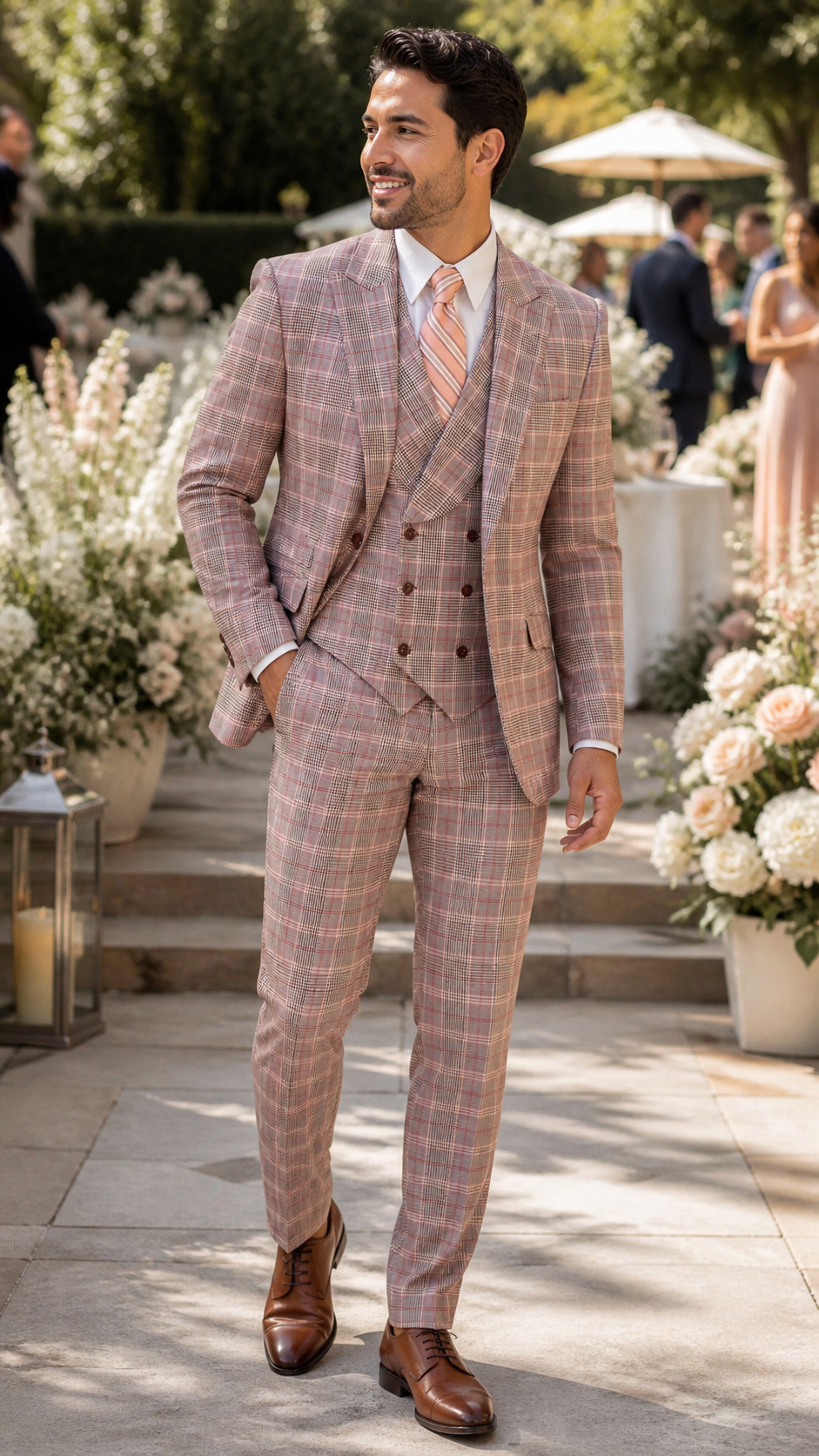 Rosewood Society Pink Plaid Three-Piece Suit