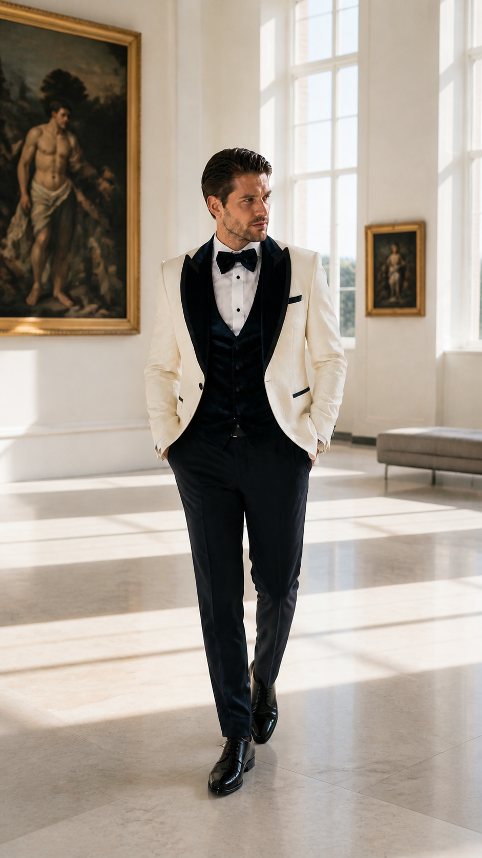 Midnight Gala Ivory & Black Jacquard Tuxedo