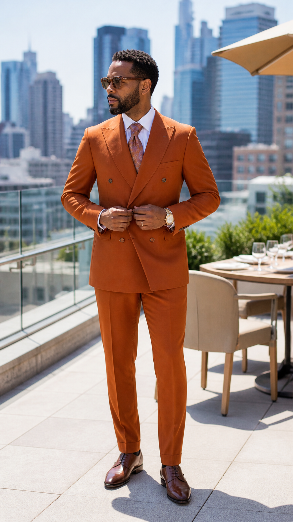 Copper Avenue Rust Double-Breasted Suit