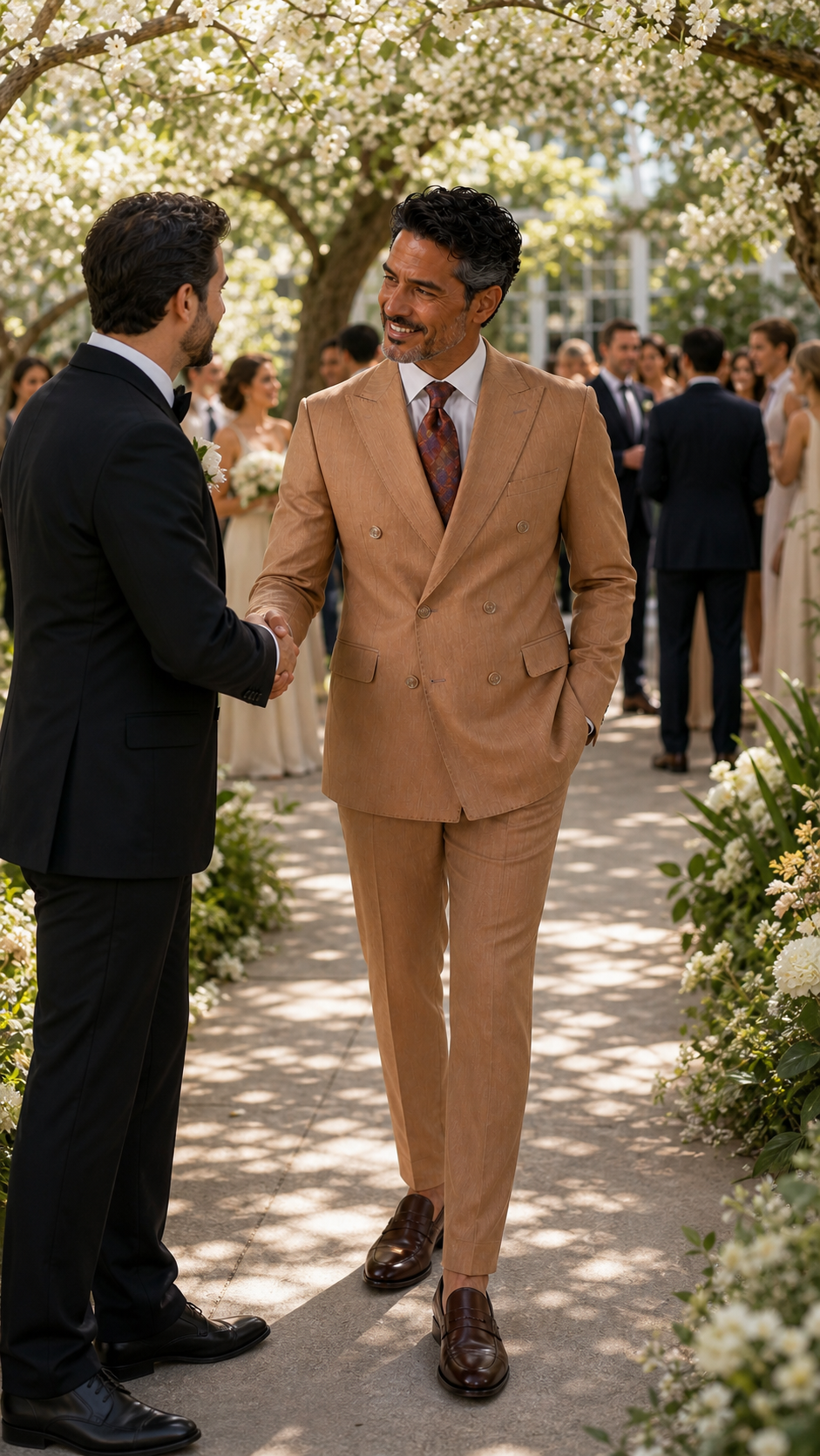 The Grand Passage Tan Double-Breasted Suit