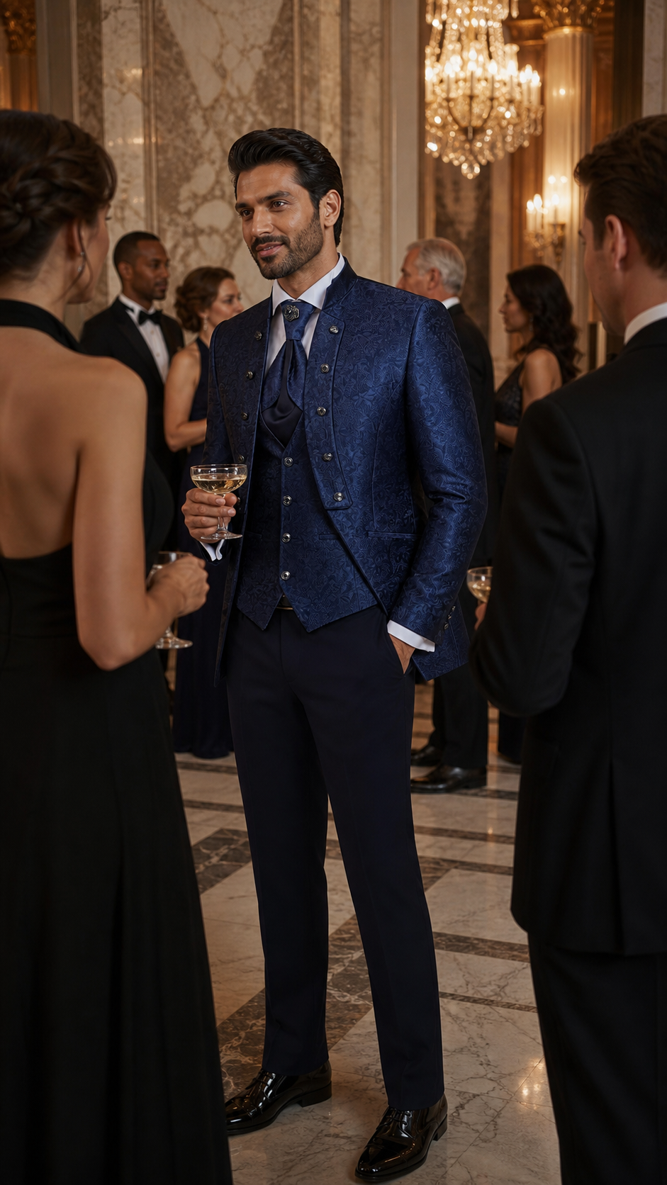Midnight Concerto Navy Jacquard Formal Suit