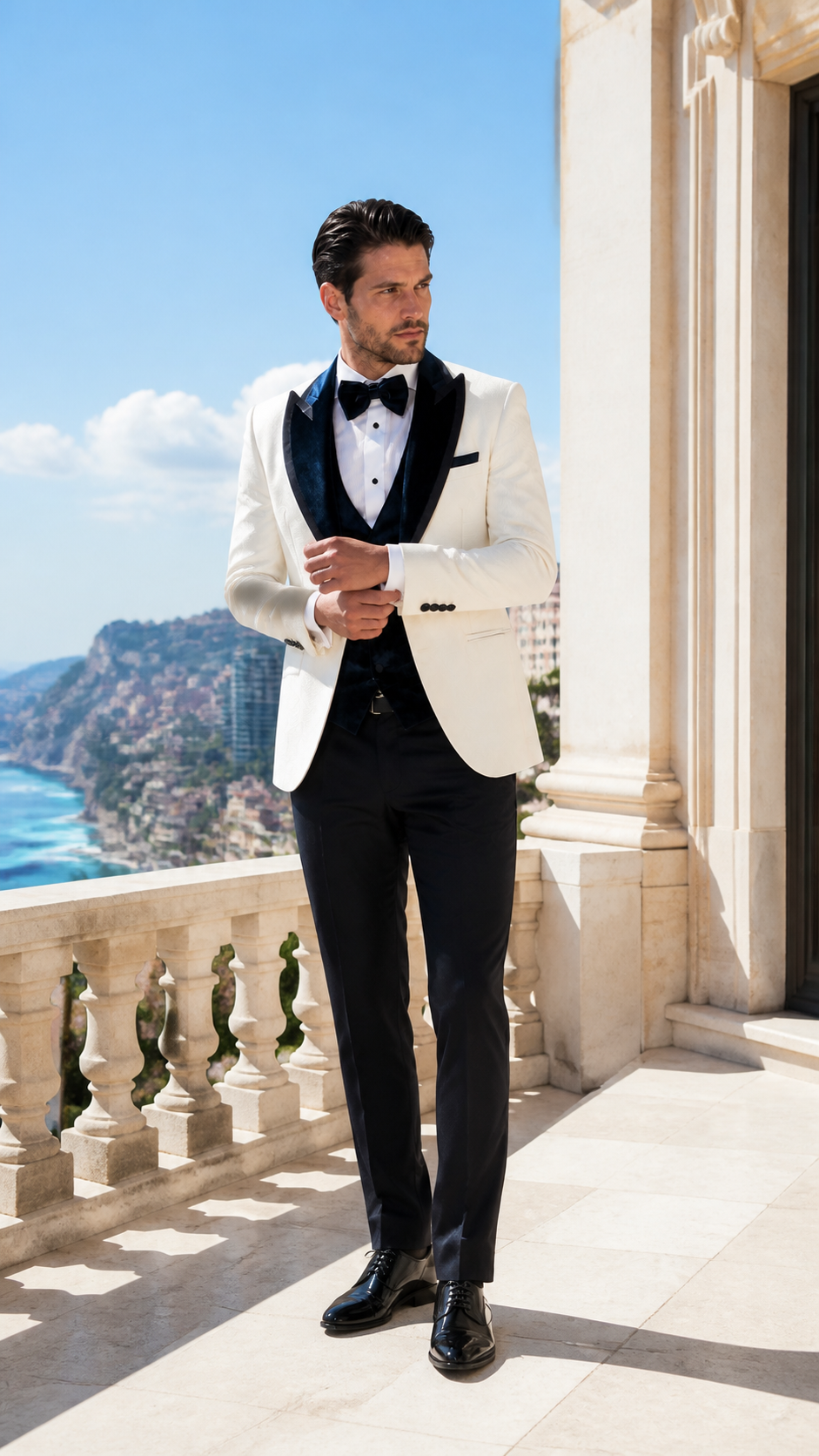 Midnight Gala Ivory & Black Jacquard Tuxedo