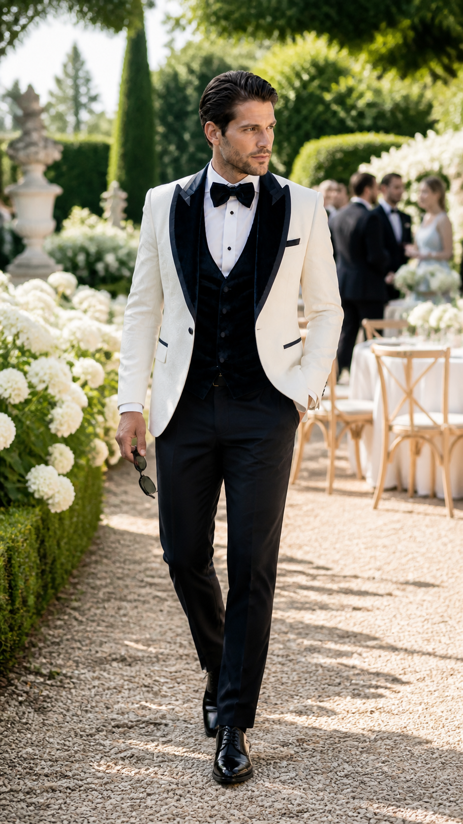 Midnight Gala Ivory & Black Jacquard Tuxedo