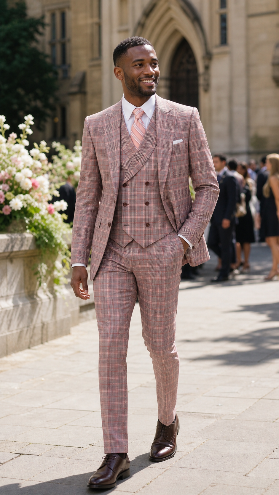 Rosewood Society Pink Plaid Three-Piece Suit