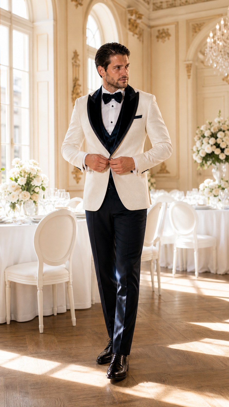 Midnight Gala Ivory & Black Jacquard Tuxedo