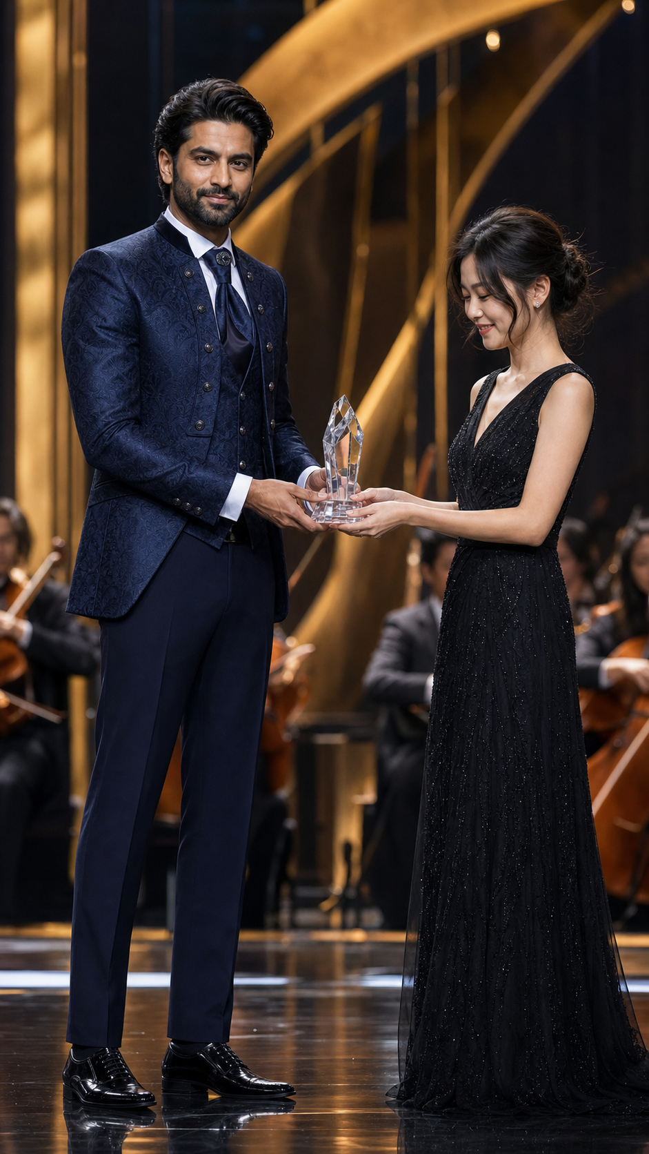 Midnight Concerto Navy Jacquard Formal Suit