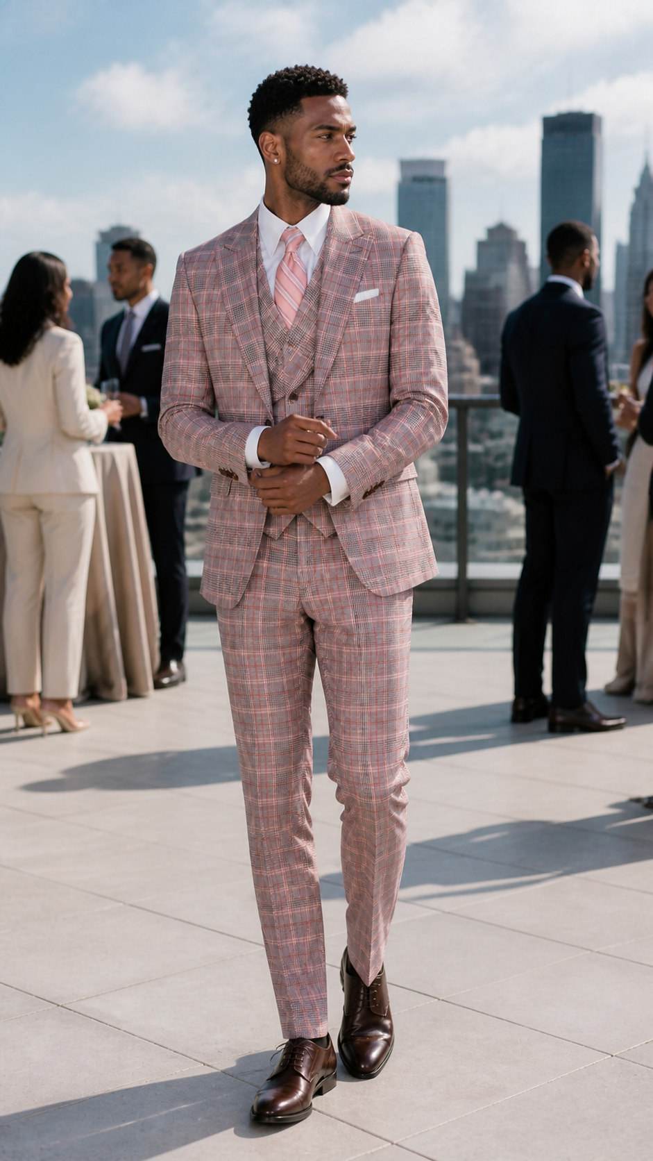 Rosewood Society Pink Plaid Three-Piece Suit