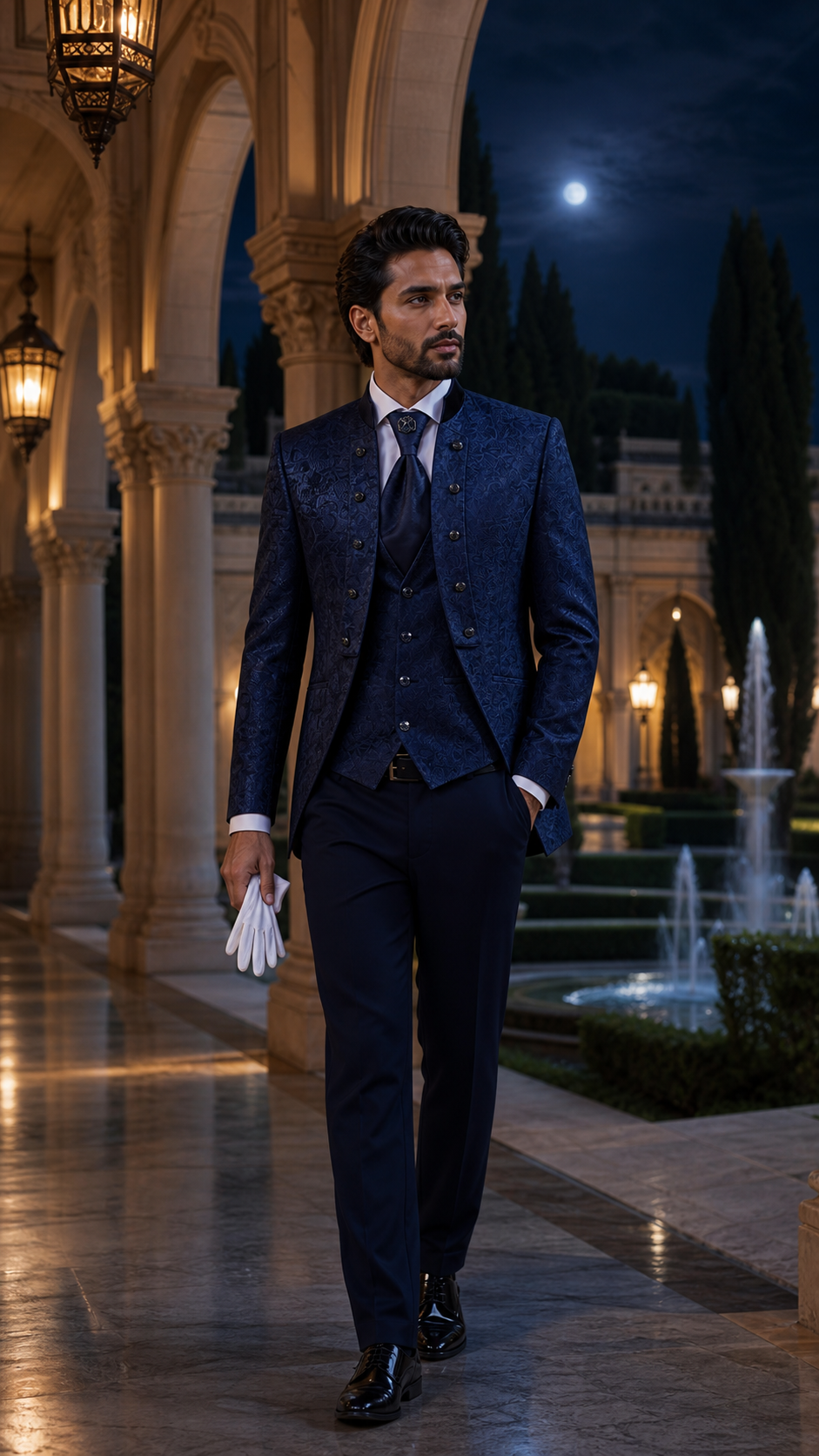 Midnight Concerto Navy Jacquard Formal Suit