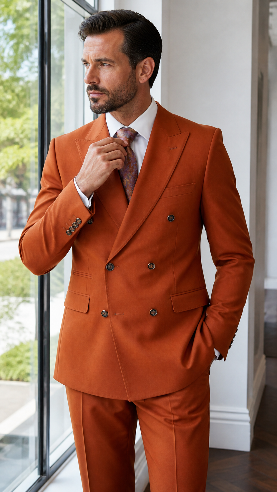 Copper Avenue Rust Double-Breasted Suit
