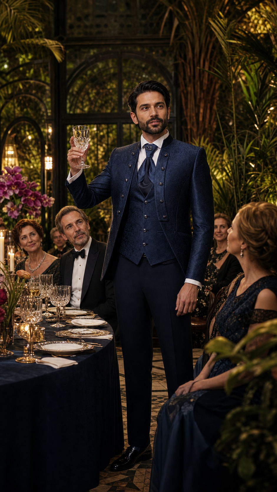 Midnight Concerto Navy Jacquard Formal Suit