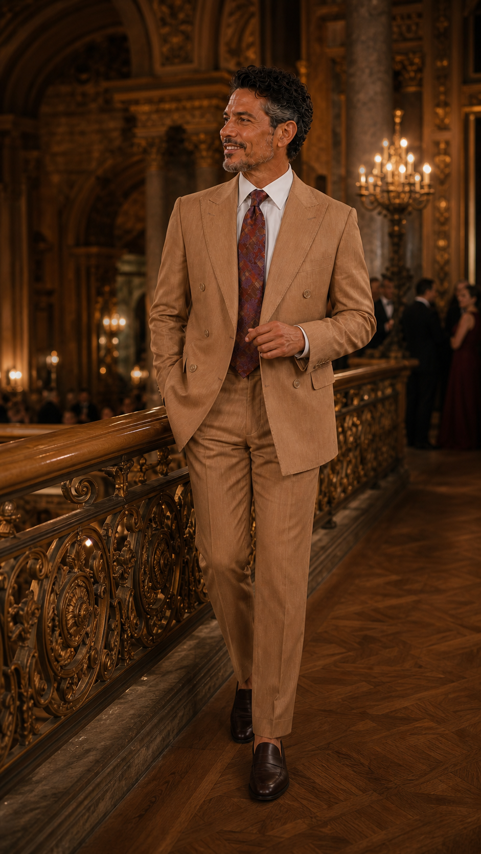 The Grand Passage Tan Double-Breasted Suit