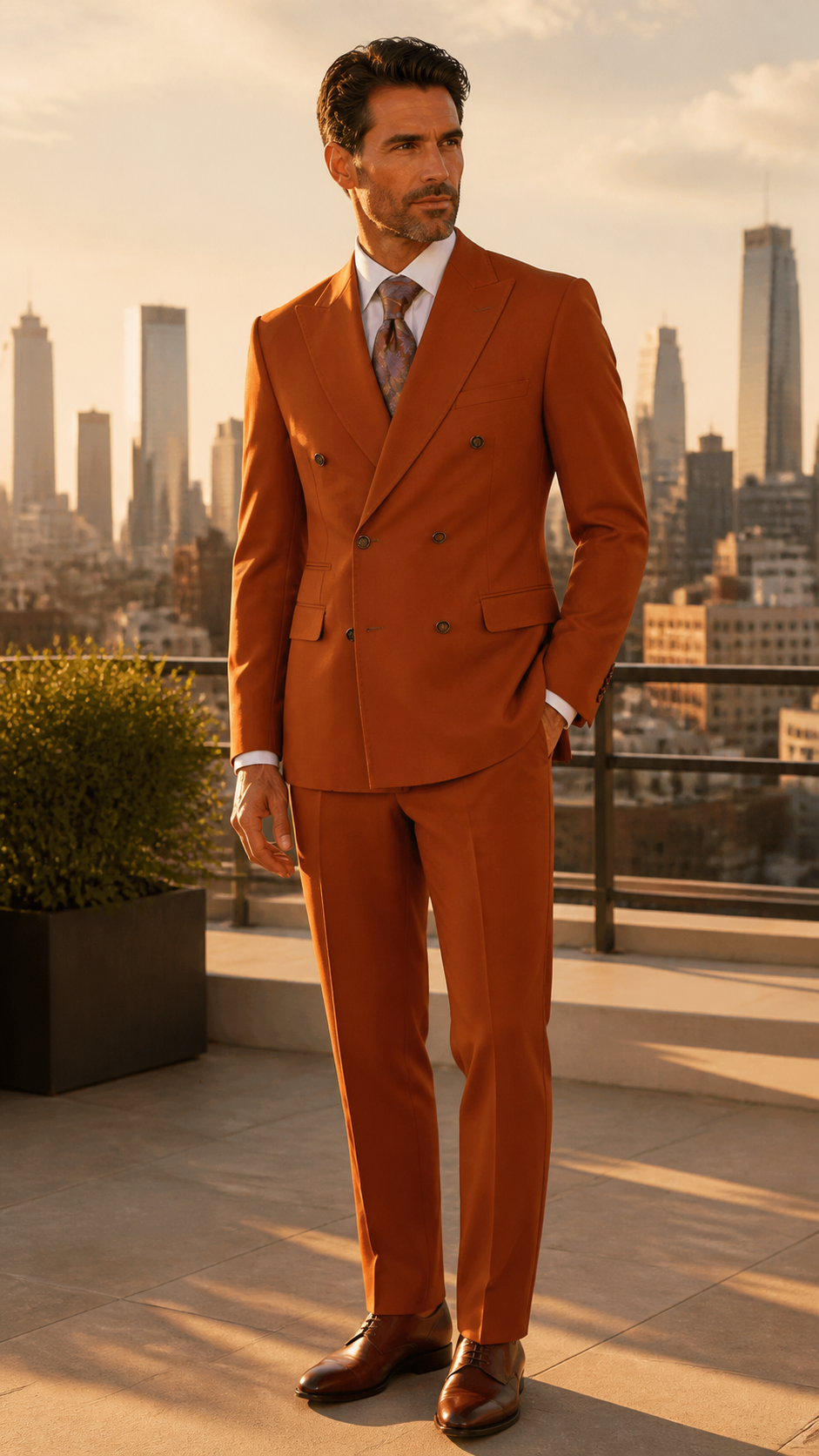 Copper Avenue Rust Double-Breasted Suit