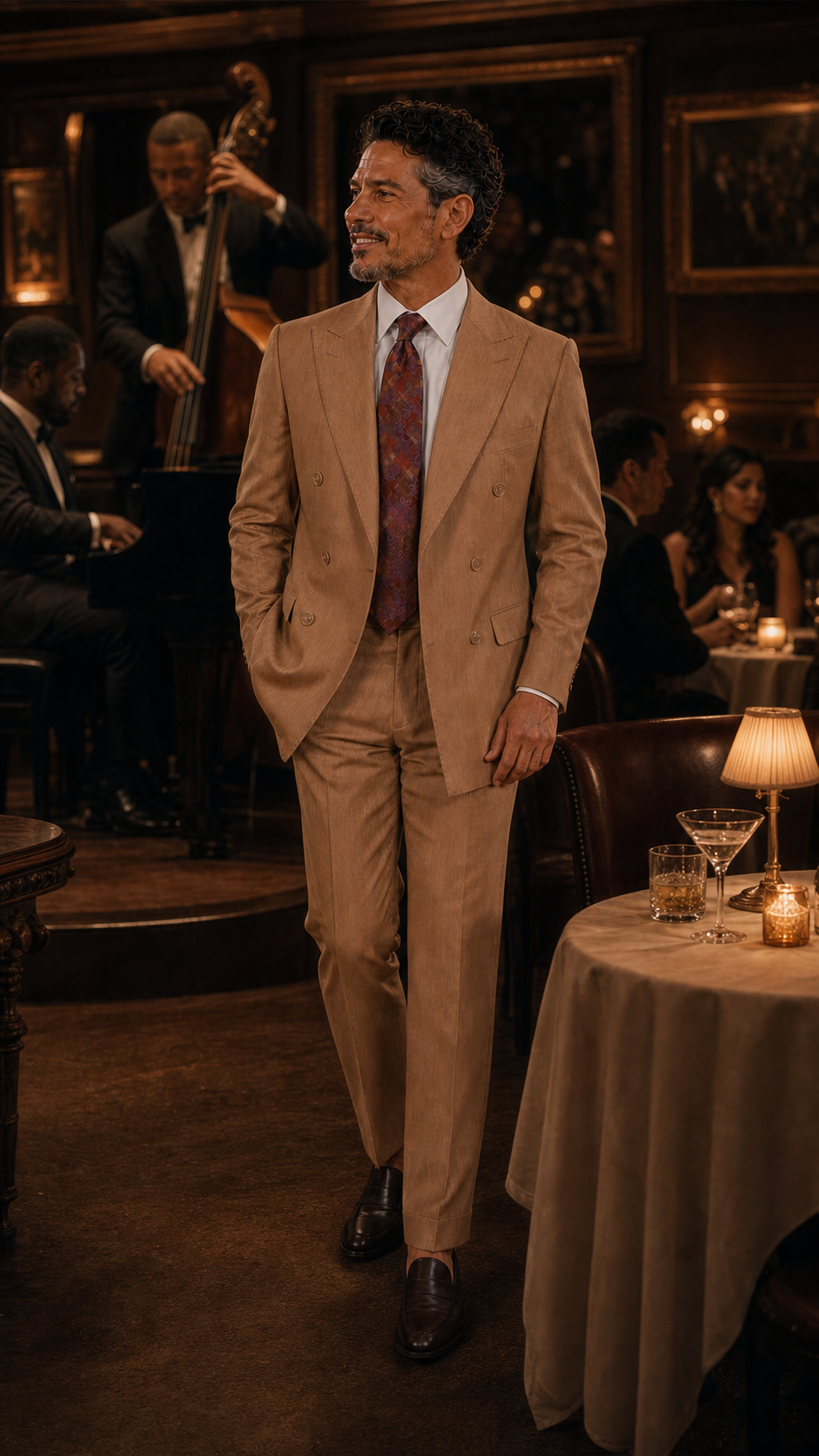 The Grand Passage Tan Double-Breasted Suit