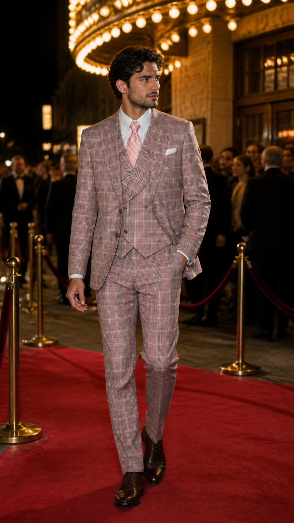 Rosewood Society Pink Plaid Three-Piece Suit