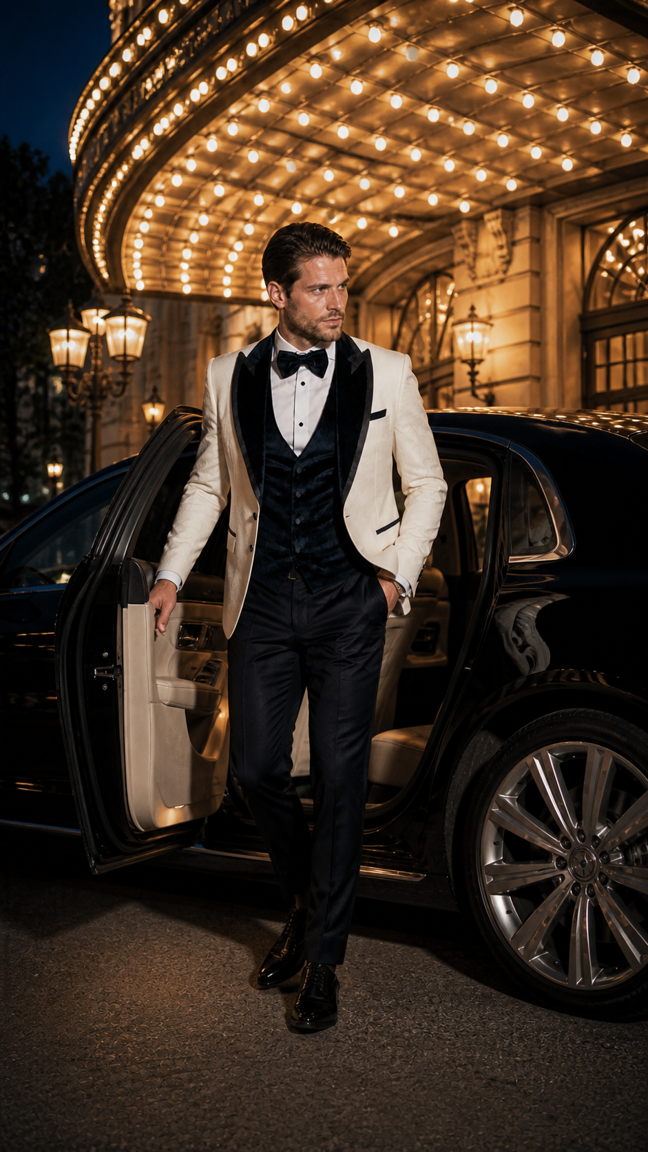 Midnight Gala Ivory & Black Jacquard Tuxedo